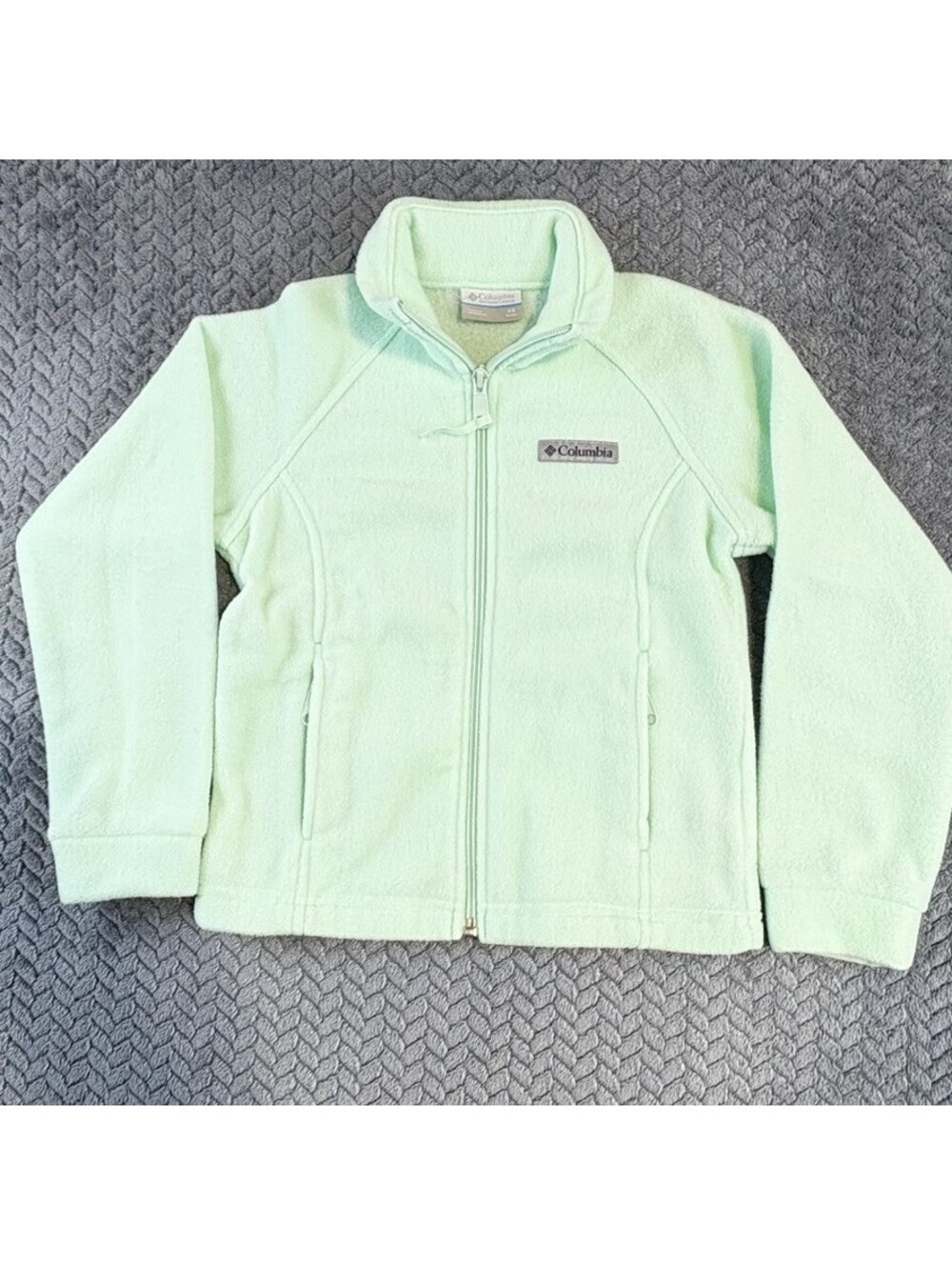 Columbia Girls XS Mint Fleece Jacket Full Zip Pockets Long Sleeve Cute (0157)